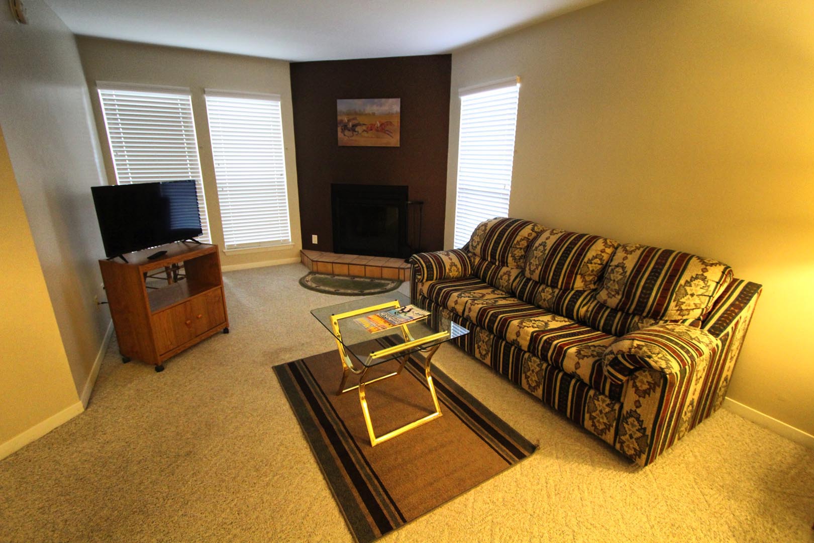 A spacious living room at VRI's Ruidoso Downs at Champion Run in New Mexico.